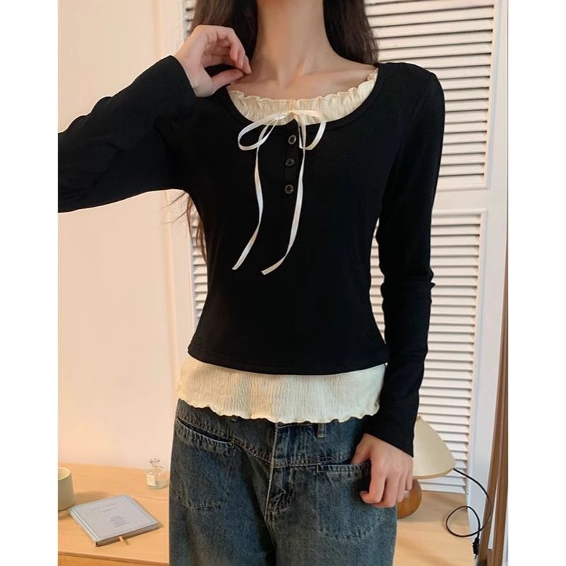 Crop Blouse Linen - Autumn Kawaii Sweet Y2k Crop Tops