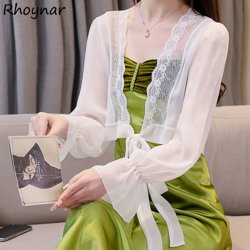 Crop Blouse Linen - Sweet Blouses Women Flare Sleeve Korean