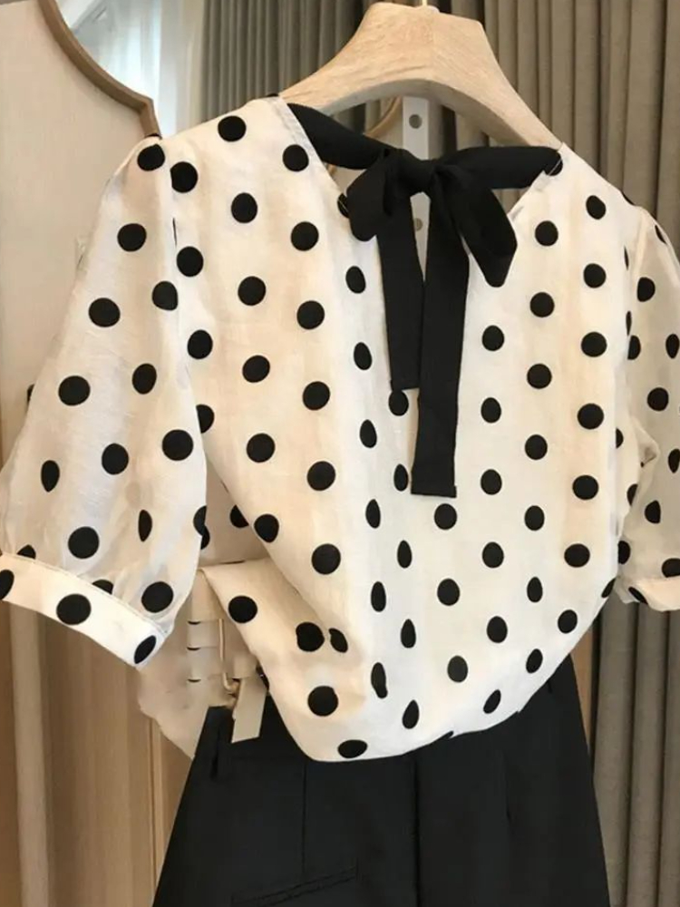 Polka Dot Blouses Women Elegan - огляд і ціна Summer Clothing Aesthetic
