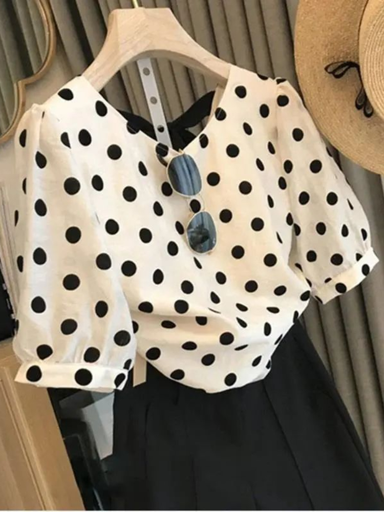 Polka Dot Blouses Women Elegan - огляд і ціна Summer Clothing Aesthetic