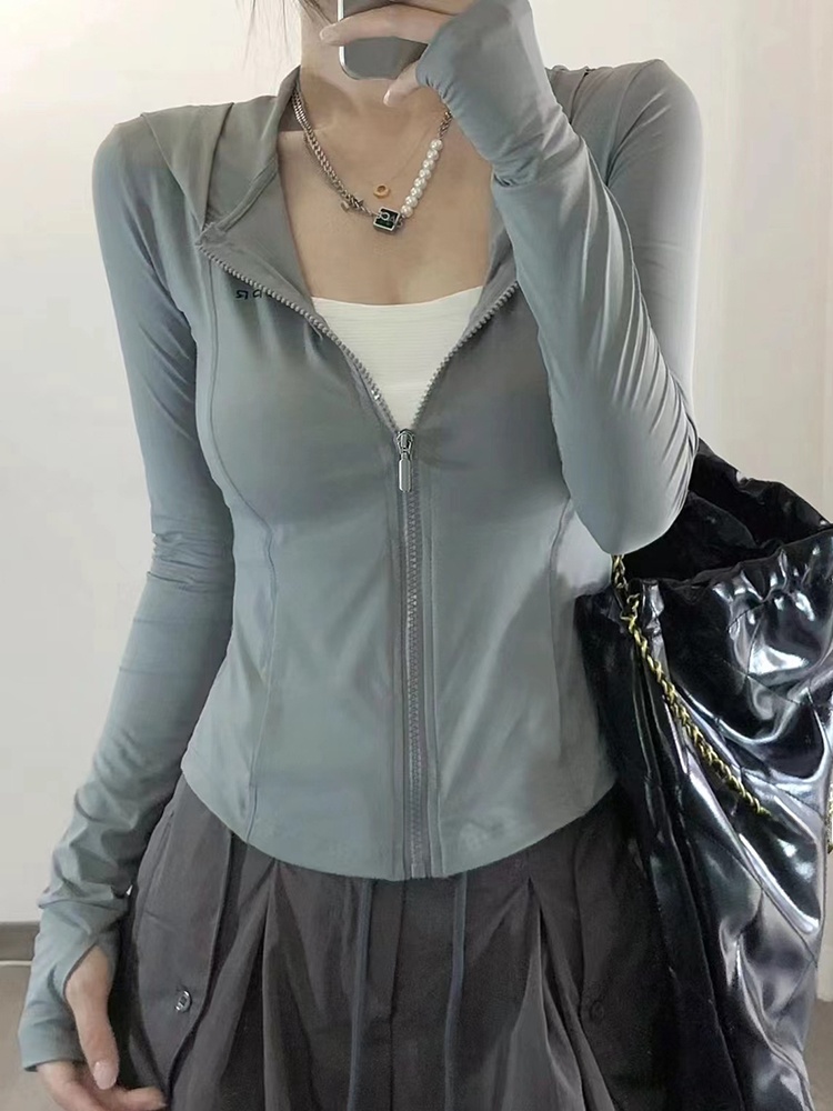 Gray Green Ice Silk Hooded UV  - огляд і ціна Summer Yoga Clothing
