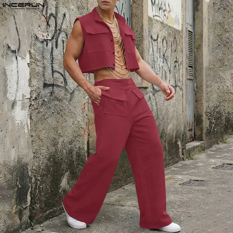 INCERUN Men Sets Solid Sleevel - огляд і ціна Summer Clothes Fashion