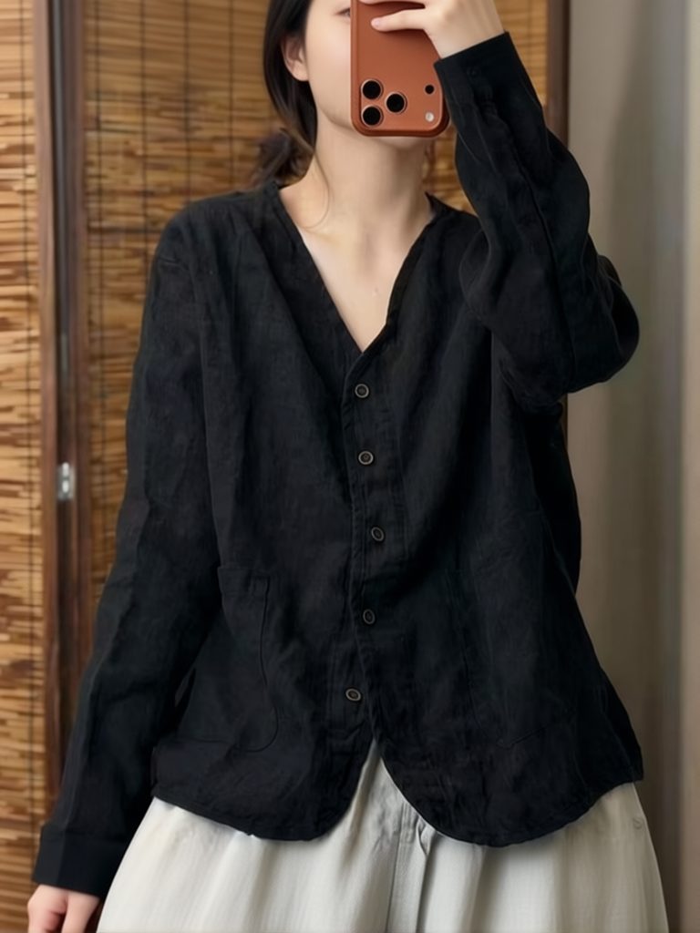 Aesthetic Ethnic Cotton Linen  - огляд і ціна Crop Blouse Linen