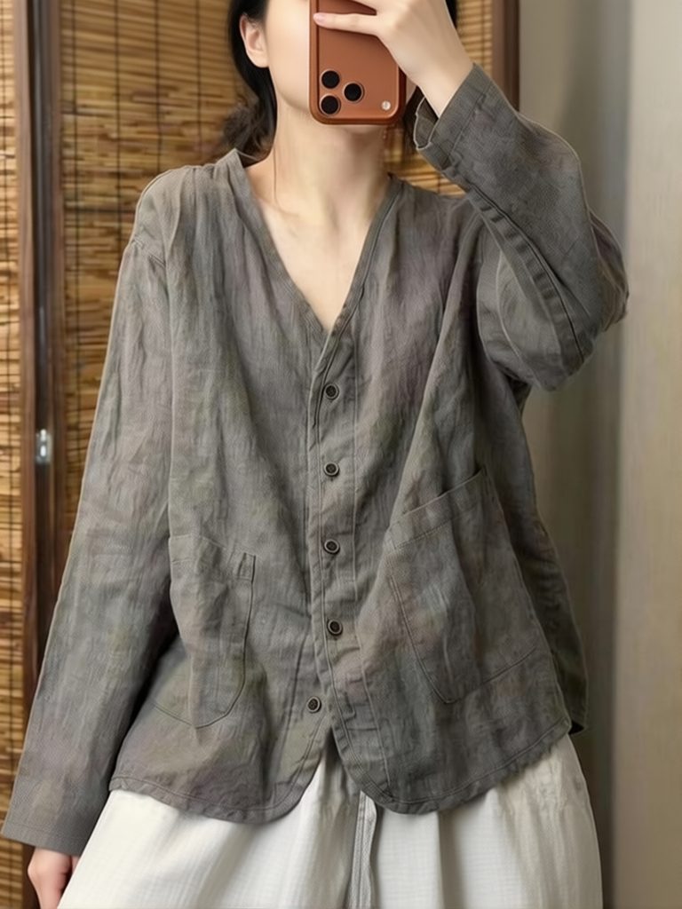 Aesthetic Ethnic Cotton Linen  - огляд і ціна Crop Blouse Linen