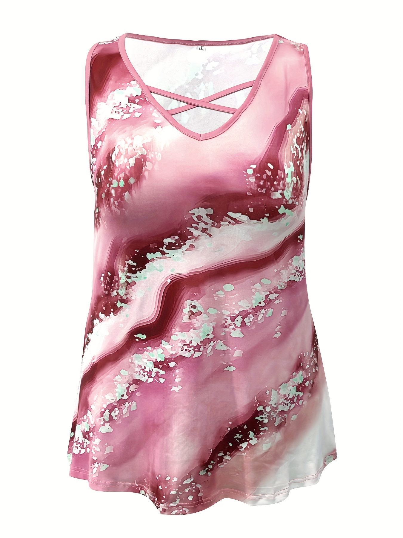 Plus Size Marble Print Tank To - огляд і ціна Summer Clothing Styles For Women