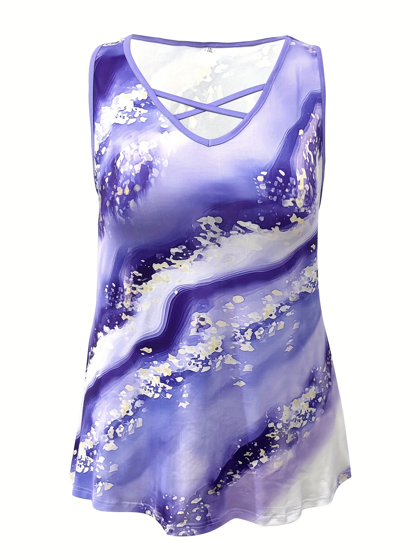 Plus Size Marble Print Tank To - огляд і ціна Summer Clothing Styles For Women