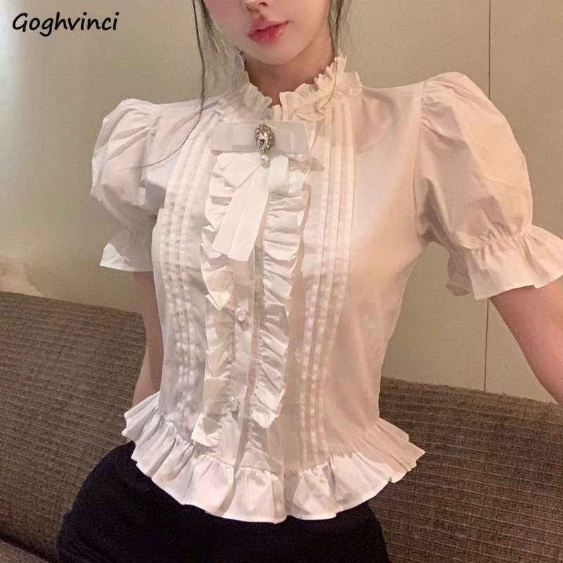 Puff Sleeve Shirts Women White - огляд і ціна Summer Clothing Aesthetic