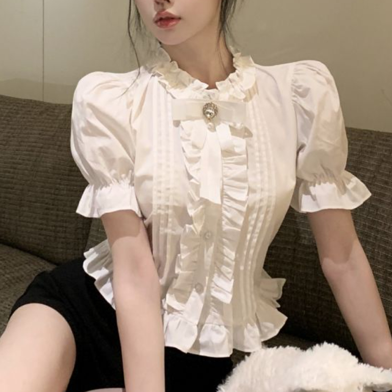 Puff Sleeve Shirts Women White - огляд і ціна Summer Clothing Aesthetic