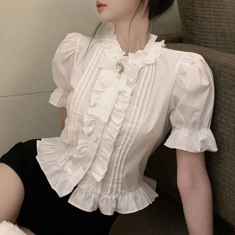Puff Sleeve Shirts Women White - огляд і ціна Summer Clothing Aesthetic
