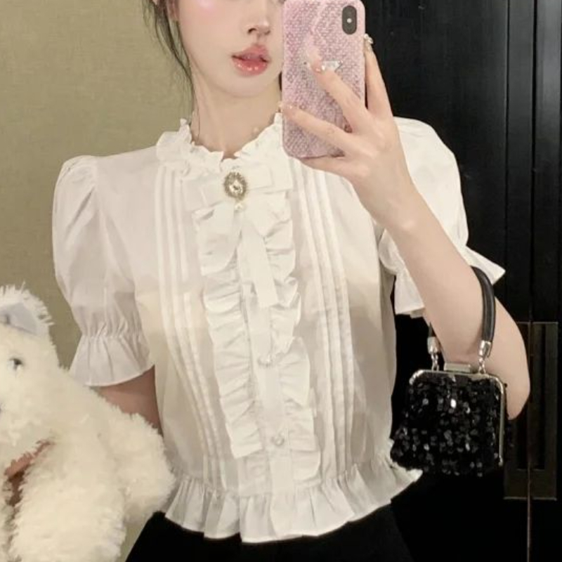 Puff Sleeve Shirts Women White - огляд і ціна Summer Clothing Aesthetic